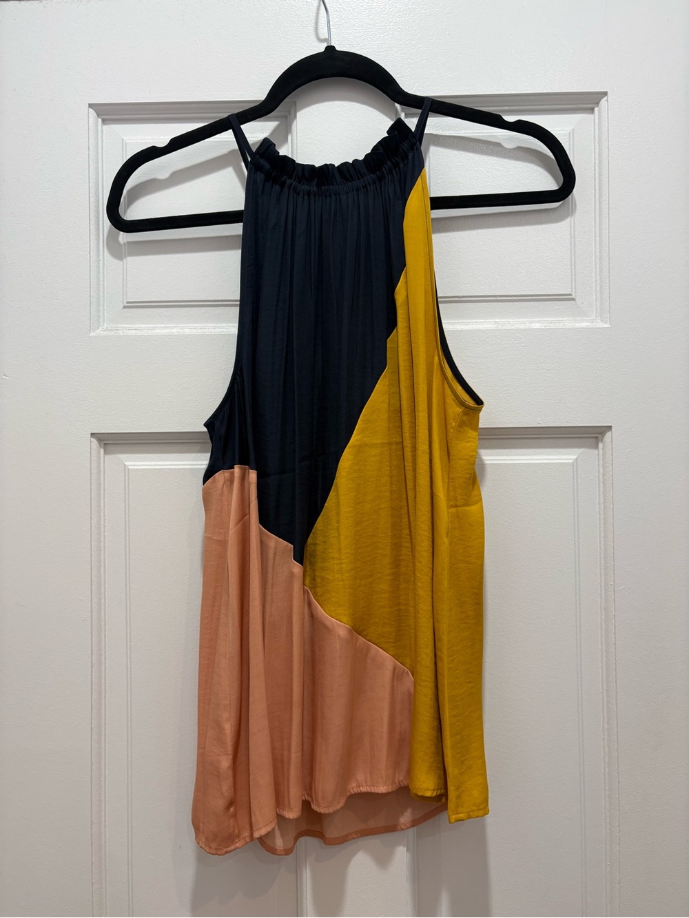 LOFT Colorblock Halter Camisole in Black, Mustard & Blush